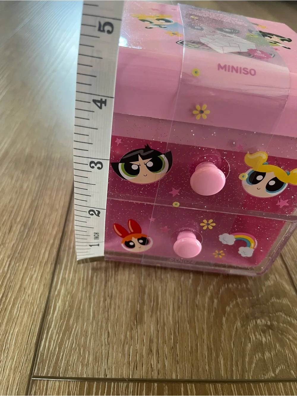 NWT MINISO The Powerpuff Girls Pink Mini Drawer Desk Makeup Organizer